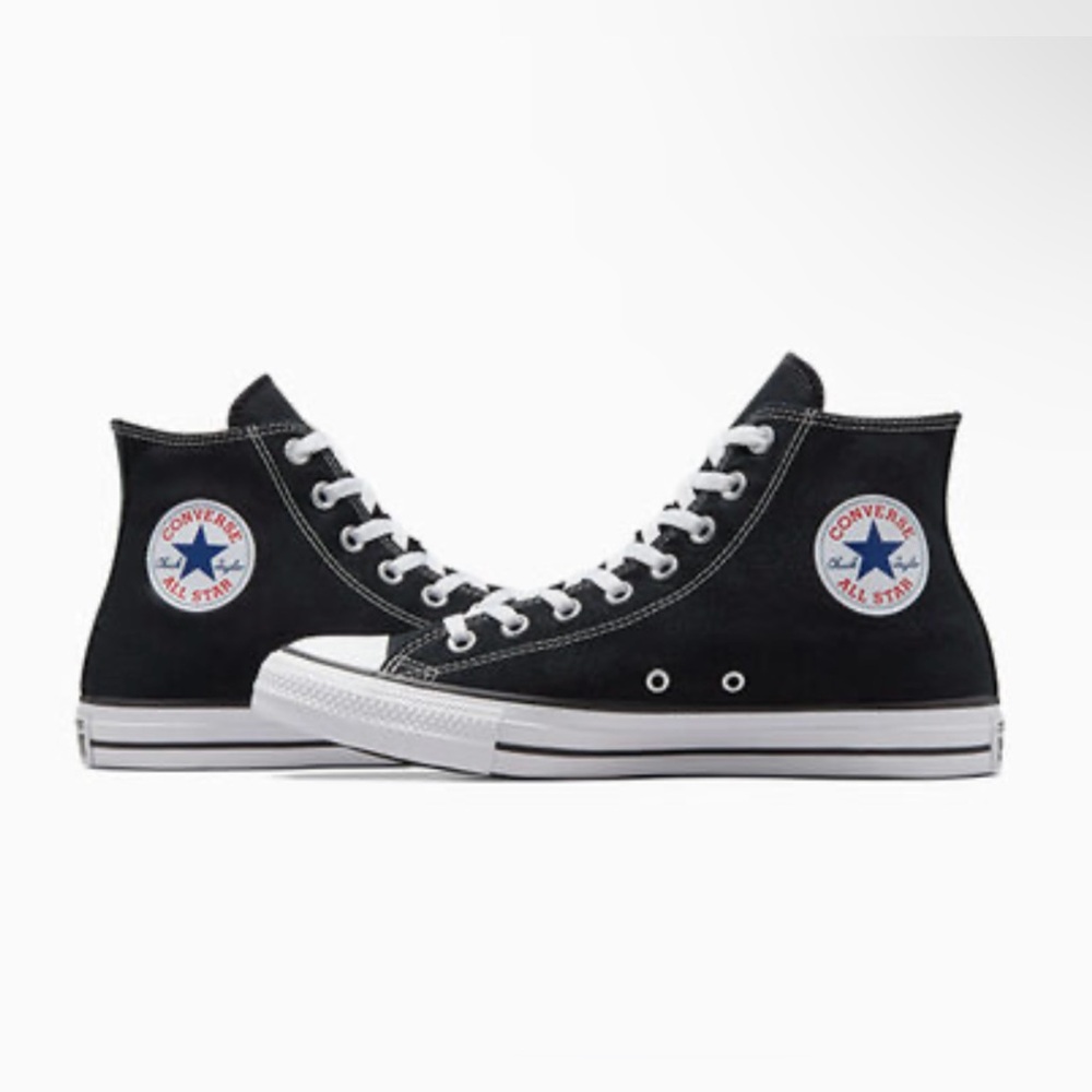 Converse CTAS Black canvas high tops. 6 women’s, 4 men’s